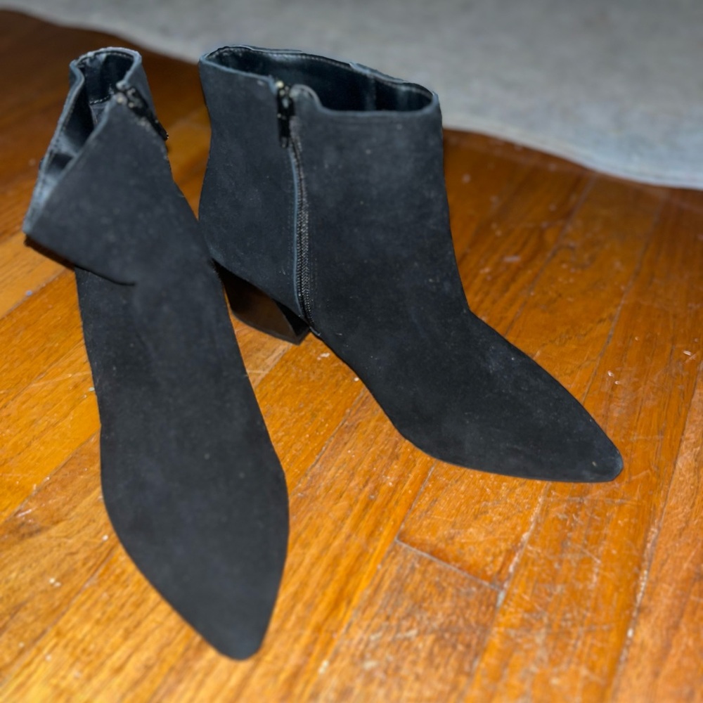 Black suede booties size 9